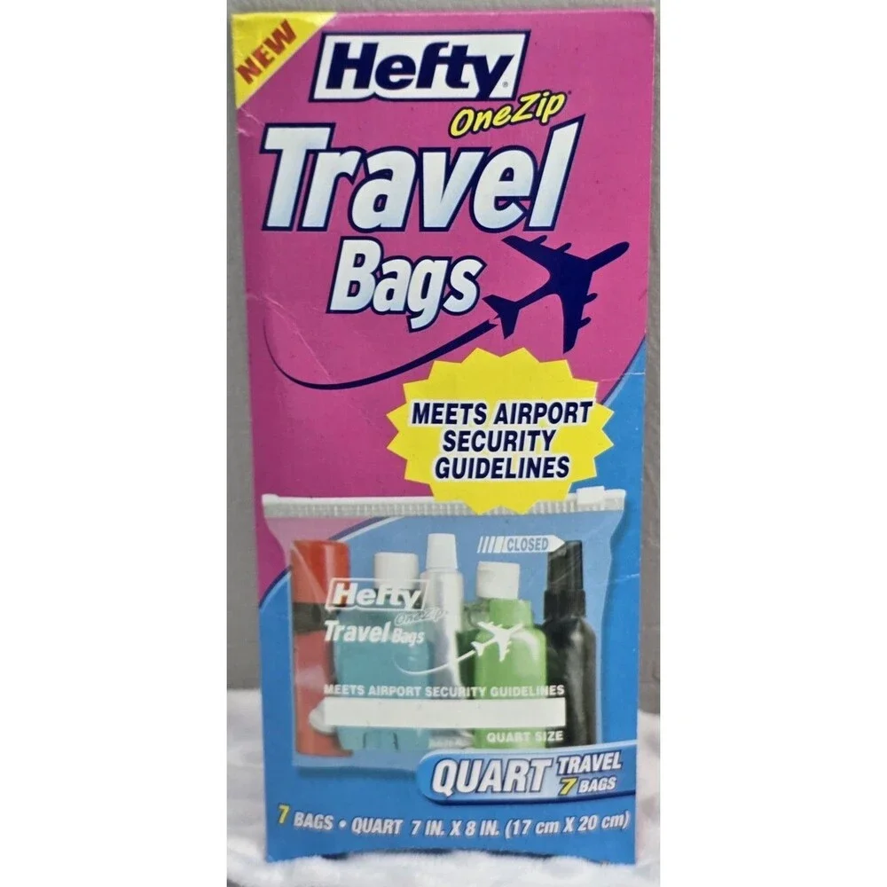 Hefty One Zip Travel Bags Quart Bag Size 7 New Discontinued Stock Airport TSA OK